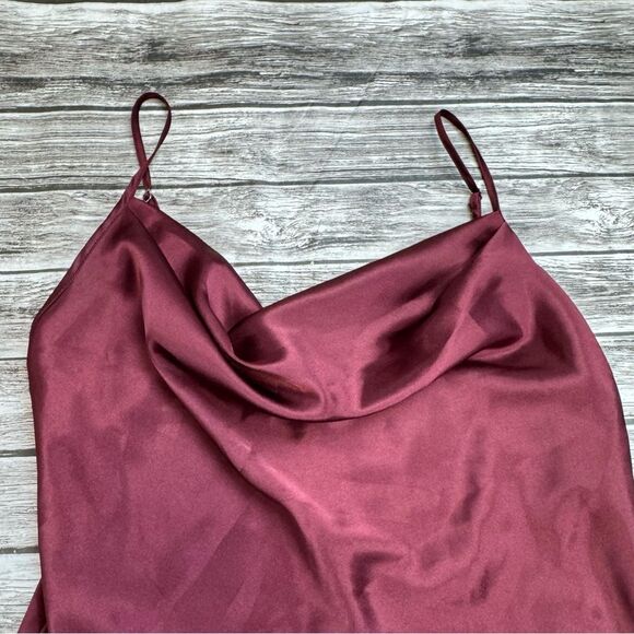 DB Studio Women's Midi Slip Cowl Dress 10 Merlot Burgundy Garnet Red Adjustable - Picture 5 of 13